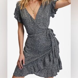 Billabong Black and White Flutter Sleeve Mini Dress